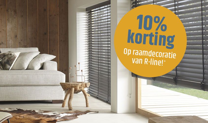 actie rline raamdecoratie 10% korting op elk product
