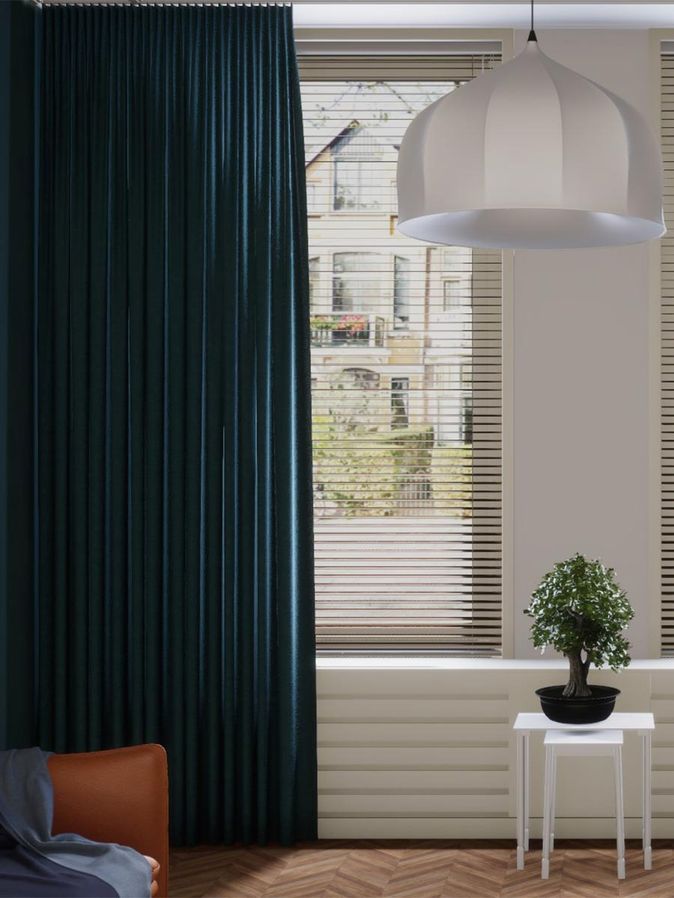 Gordijn Tender velours petrol