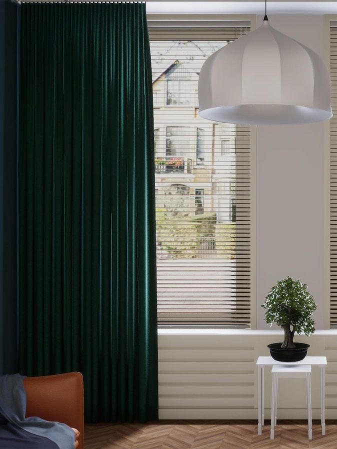 Gordijn Tender velours bottle green