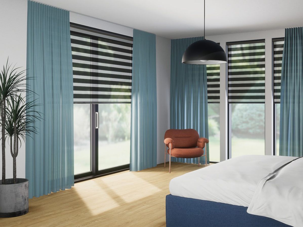 Duo-rolgordijn R-line zwart