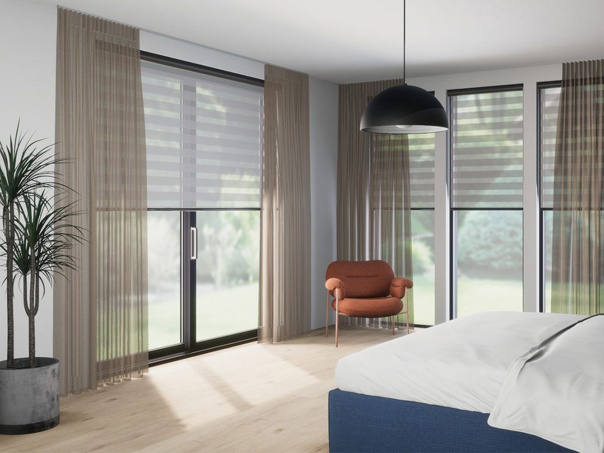 Duo-rolgordijn R-line gladwit