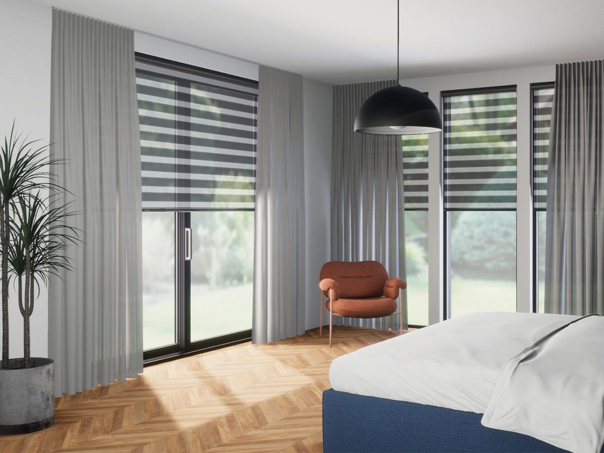 Duo-rolgordijn R-line grijs