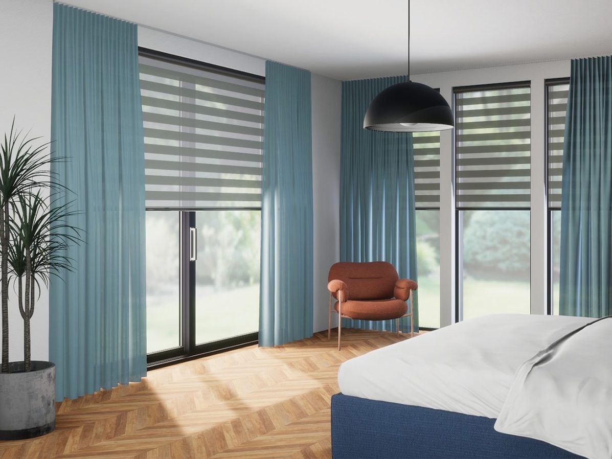 Duo-rolgordijn R-line zilver