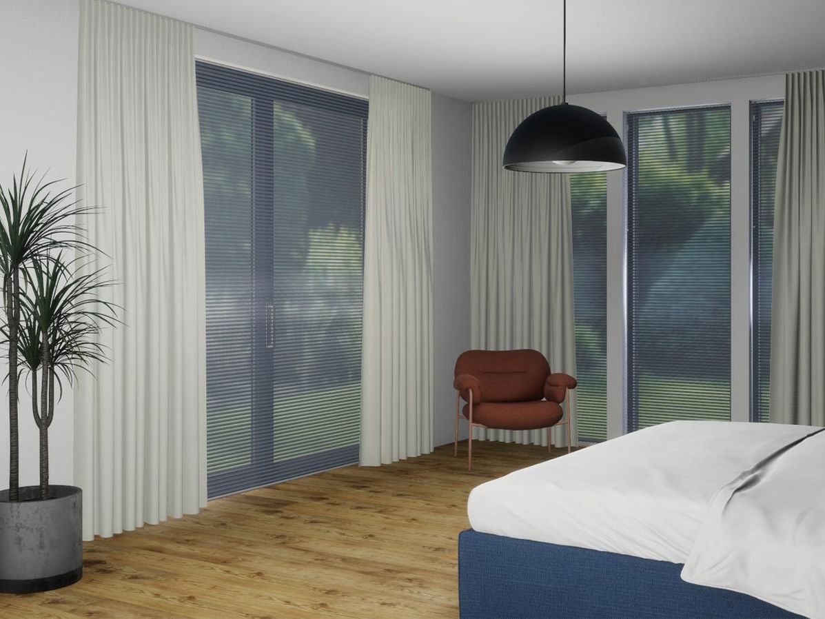 Plisségordijn dubbel R-line | Marineblauw