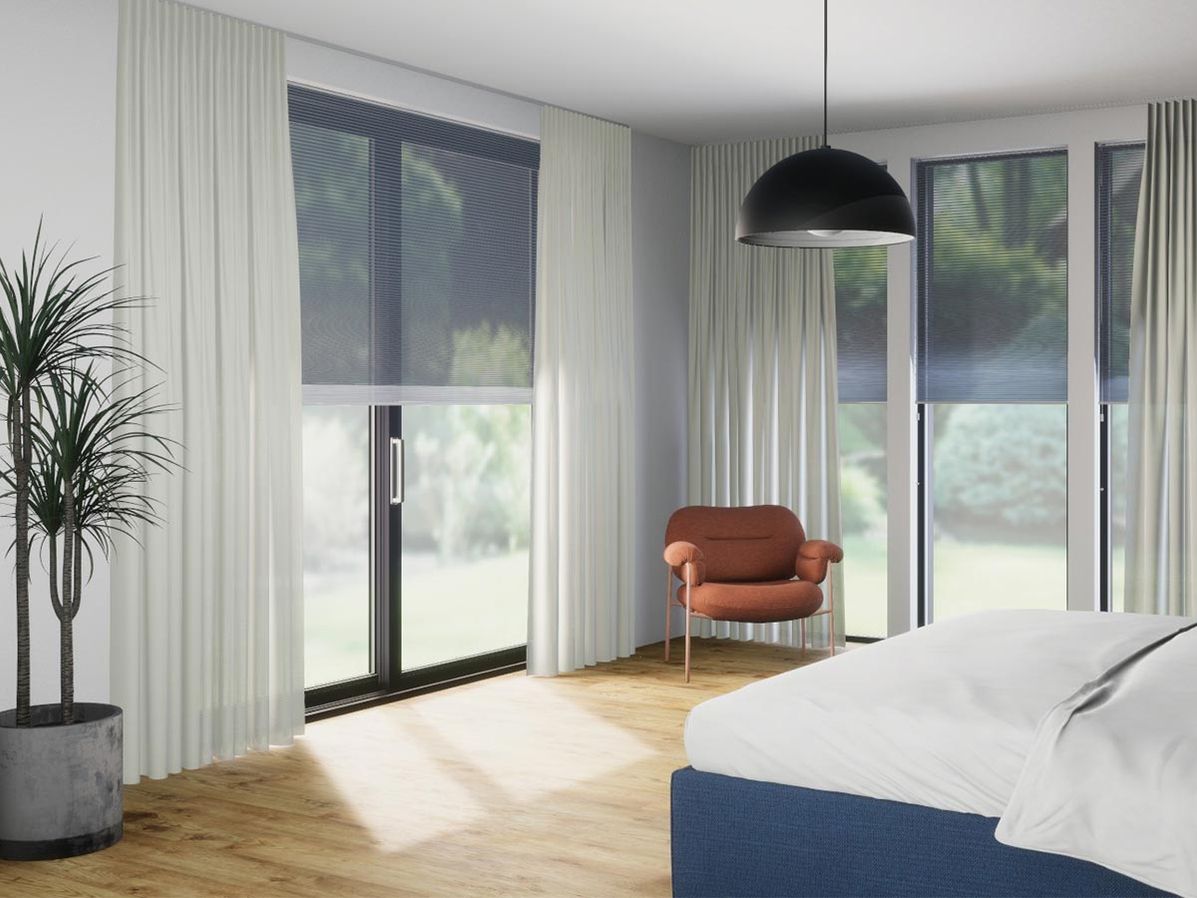 Plisségordijn dubbel R-line | Marineblauw