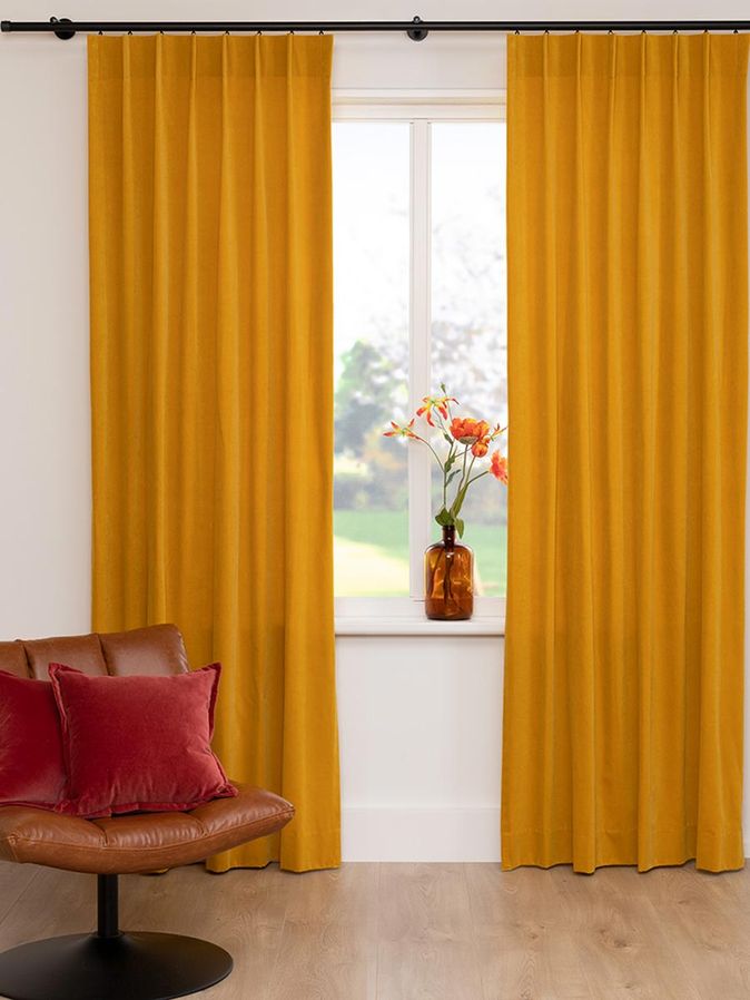 Gordijn Superior velours okergeel