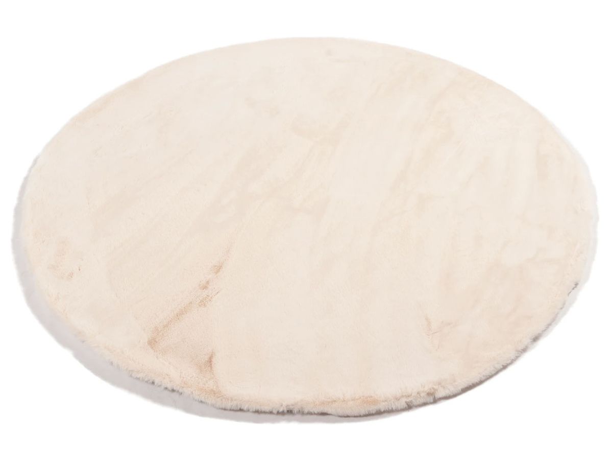 Vloerkleed Plush rond crème