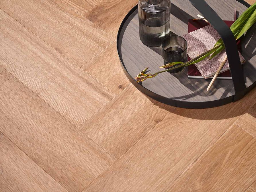 PVC vloer Delicate oak visgraat toffee