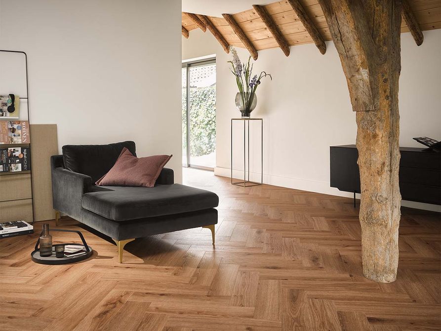 PVC vloer Delicate oak visgraat toffee